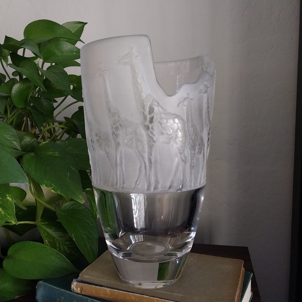 Nachtmann Crystal Glass SAFARI LINE Giraffe Vase 3D Frosted And Clear - Picture 5 of 11